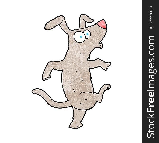 freehand textured cartoon dancing dog