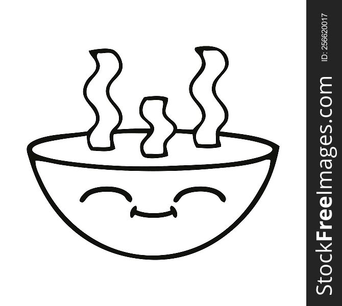 Line Drawing Cartoon Bowl Of Hot Soup