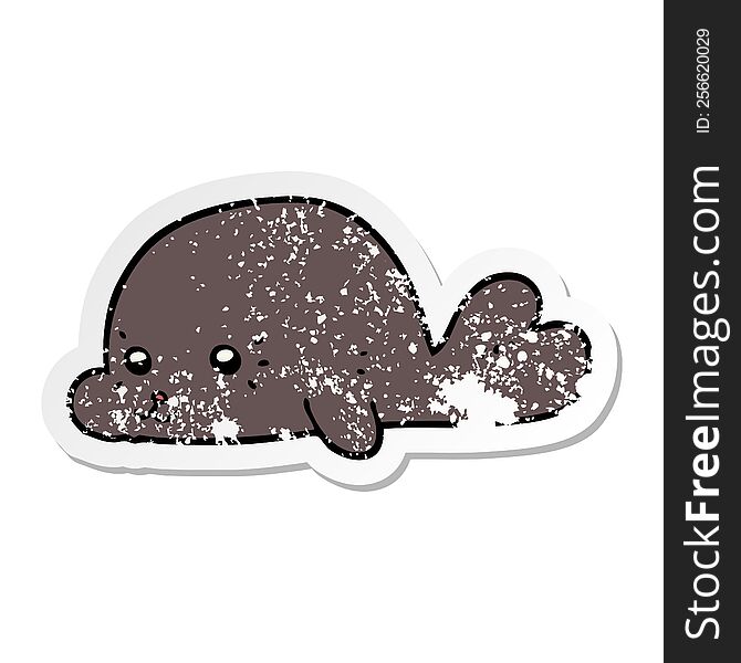 distressed sticker of a cartoon baby seal