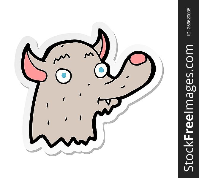 Sticker Of A Cartoon Happy Wolf