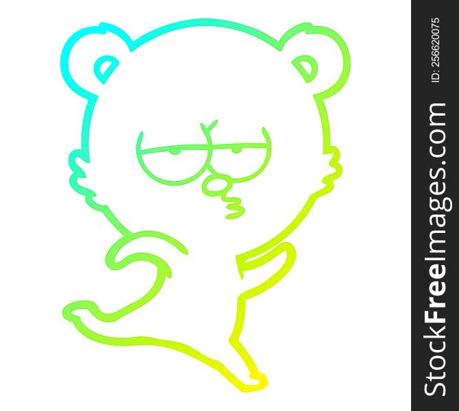 Cold Gradient Line Drawing Running Bear Cartoon