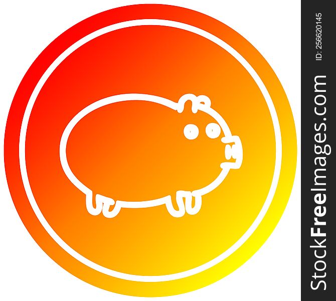 fat pig circular icon with warm gradient finish. fat pig circular icon with warm gradient finish
