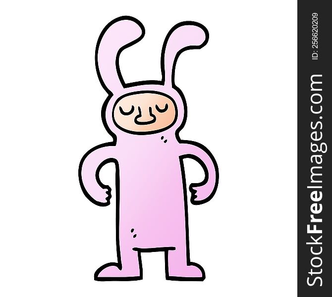vector gradient illustration cartoon man dressed as a bunny
