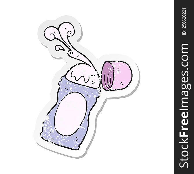 retro distressed sticker of a cartoon roll on deodorant