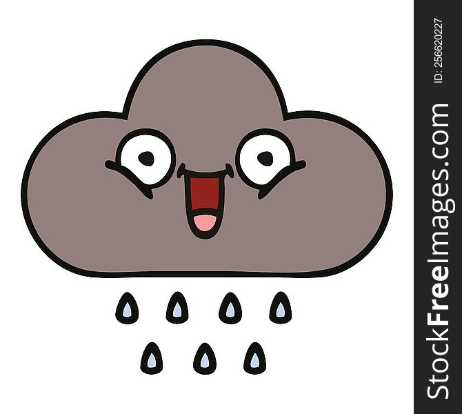 cute cartoon of a storm rain cloud