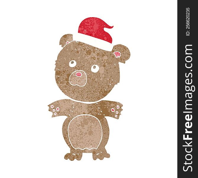 cartoon bear wearing christmas hat