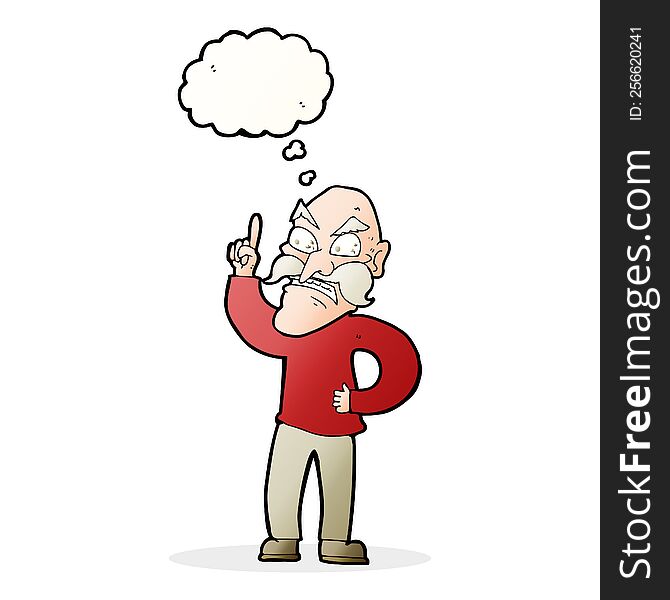 Cartoon Old Man Laying Down Rules With Thought Bubble