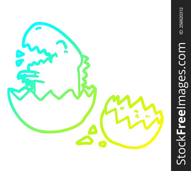 cold gradient line drawing of a dinosaur hatching from egg