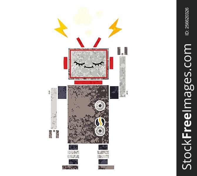 Retro Illustration Style Cartoon Dancing Robot