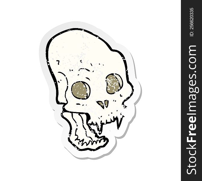 retro distressed sticker of a cartoon spooky vampire skull