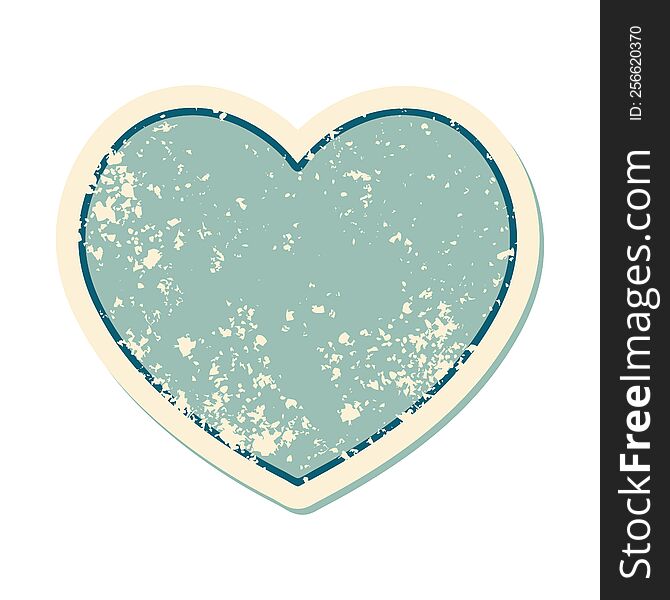 Distressed Sticker Tattoo Style Icon Of A Heart