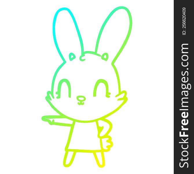 Cold Gradient Line Drawing Cute Cartoon Rabbit In Dress
