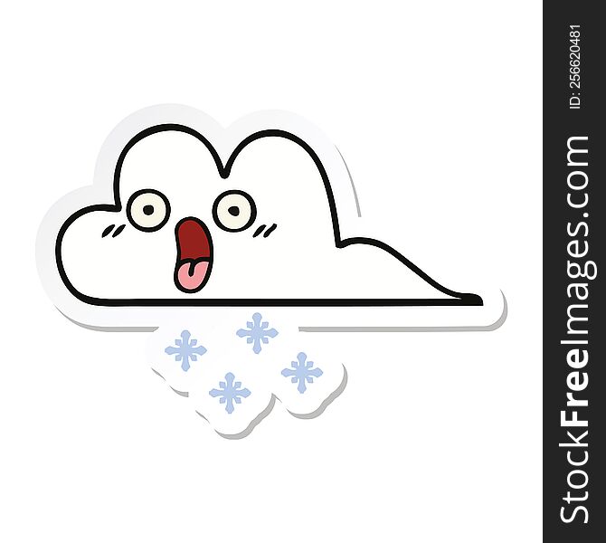 Sticker Of A Cute Cartoon Shocked Snow Cloud