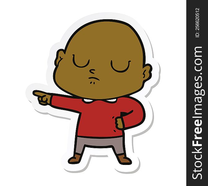 Sticker Of A Cartoon Bald Man