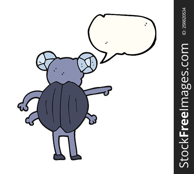 freehand drawn speech bubble cartoon pointing insect