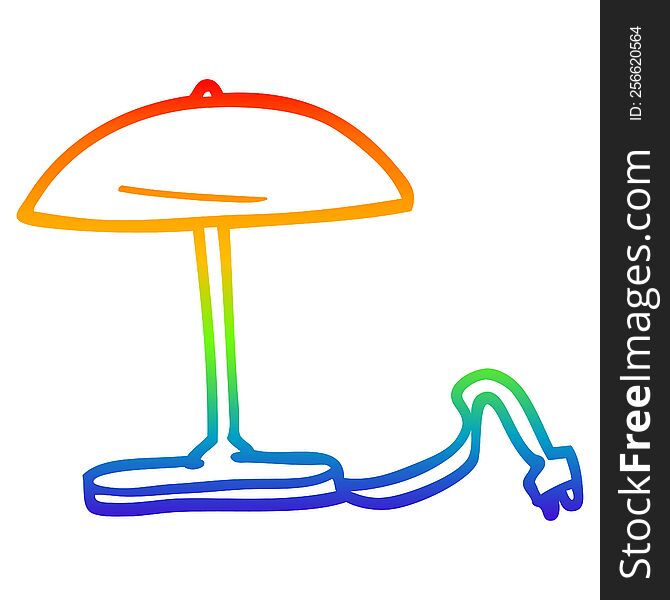 rainbow gradient line drawing of a cartoon desk lamp