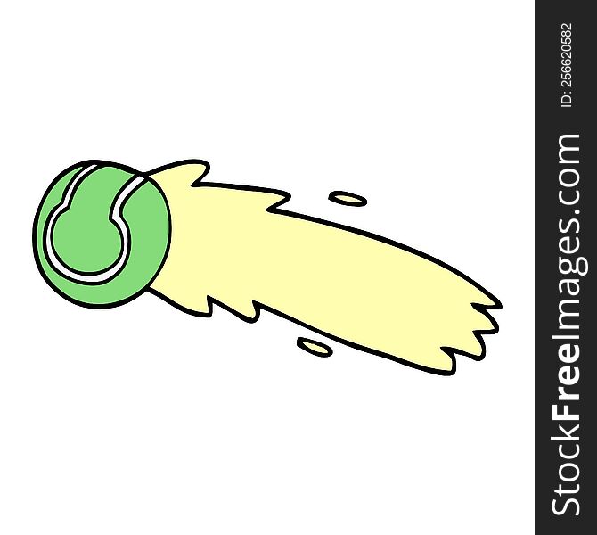 Cartoon Doodle Flying Tennis Ball