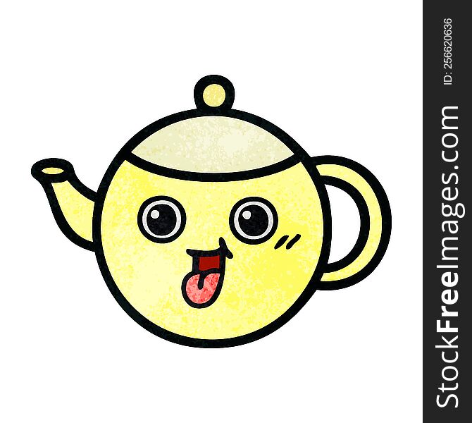 Retro Grunge Texture Cartoon Tea Pot