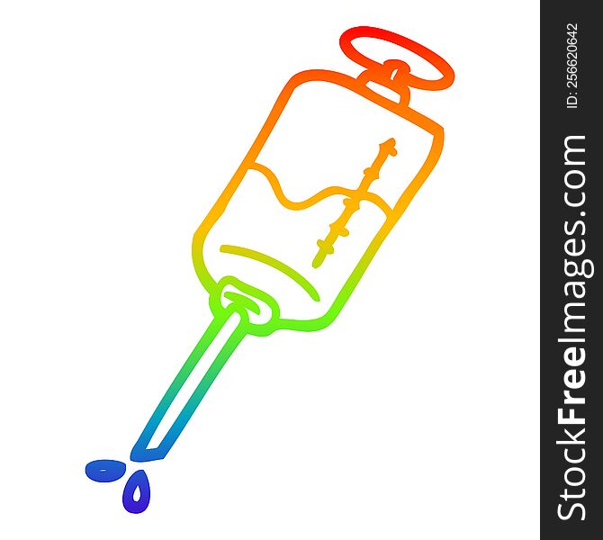 Rainbow Gradient Line Drawing Cartoon Injection