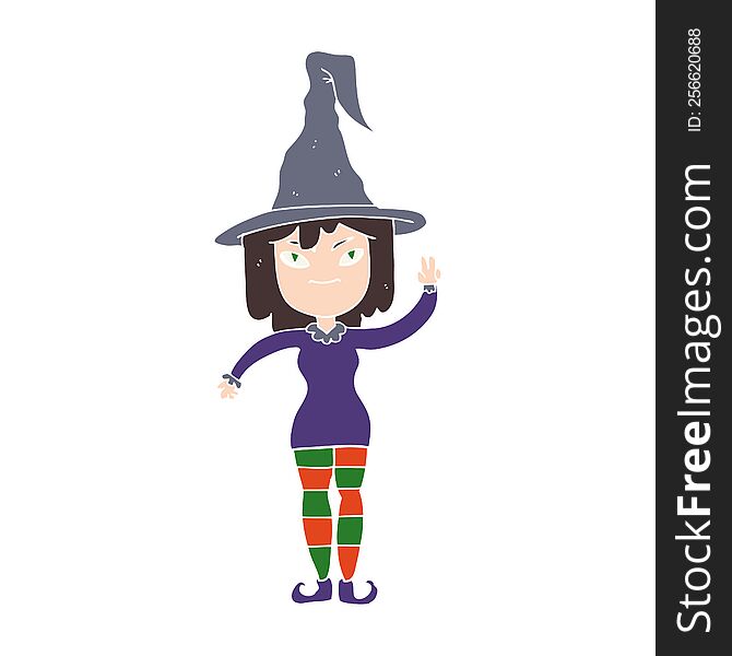 Flat Color Style Cartoon Witch