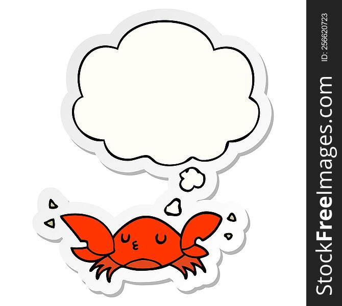 Cartoon Crab And Thought Bubble As A Printed Sticker