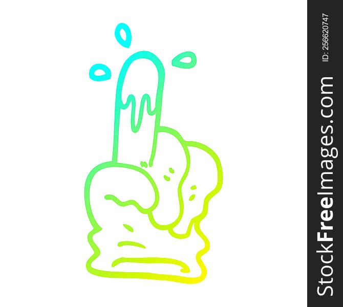 cold gradient line drawing of a cartoon rubber glove