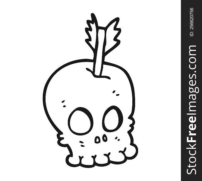 Black And White Cartoon Skull With Arrow