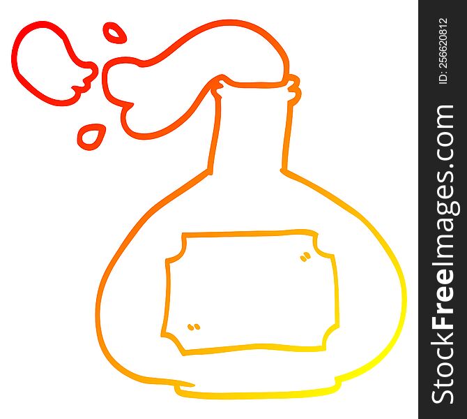 Warm Gradient Line Drawing Cartoon Potion Bottle