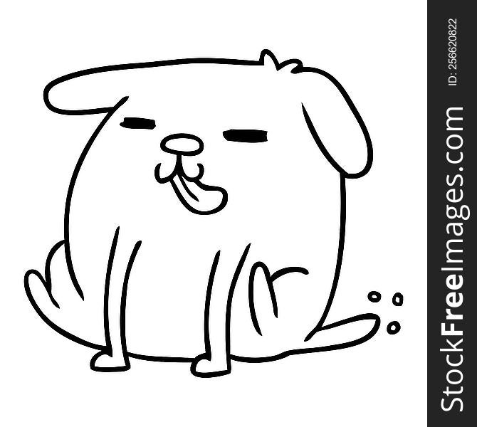 Line Drawing Kawaii Of A Cute Dog