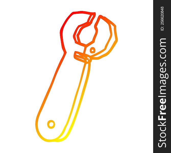 warm gradient line drawing of a cartoon spanner tool