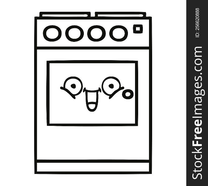 Line Drawing Cartoon Kitchen Oven
