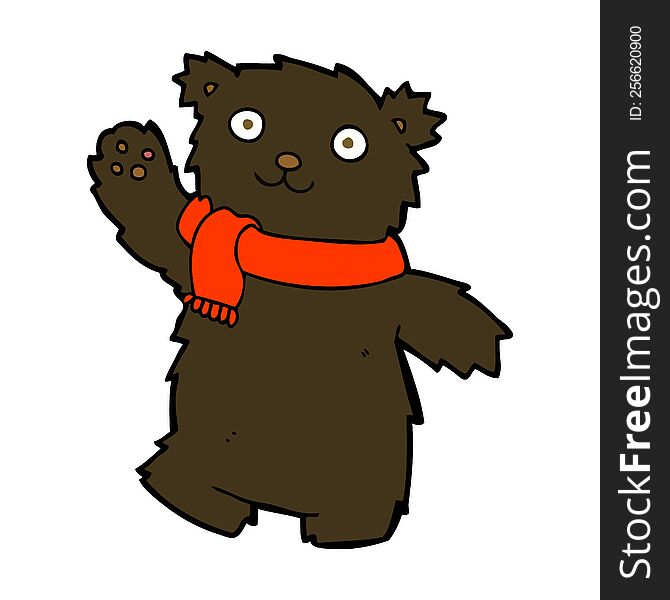 Cartoon Teddy Bear Wearing Scarf