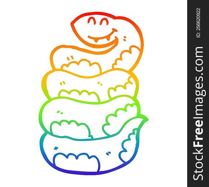 rainbow gradient line drawing cartoon snake