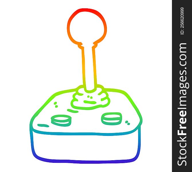 rainbow gradient line drawing of a cartoon joystick