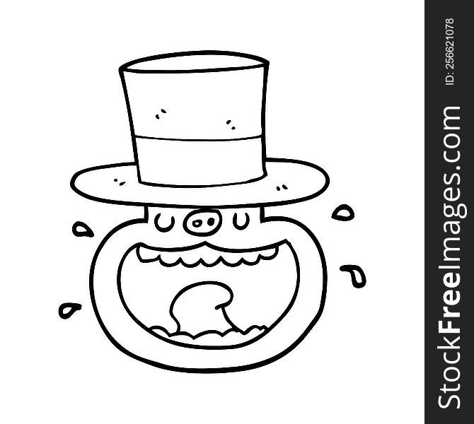 Cartoon Pig Wearing Top Hat
