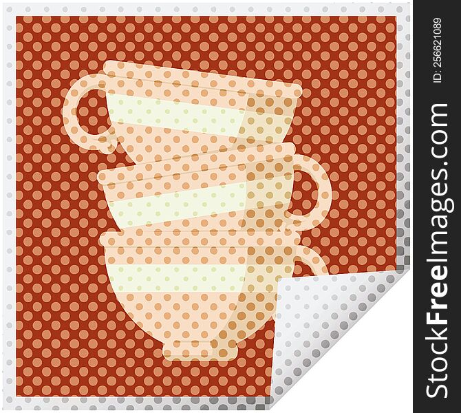 stack of cups graphic vector illustration square sticker. stack of cups graphic vector illustration square sticker