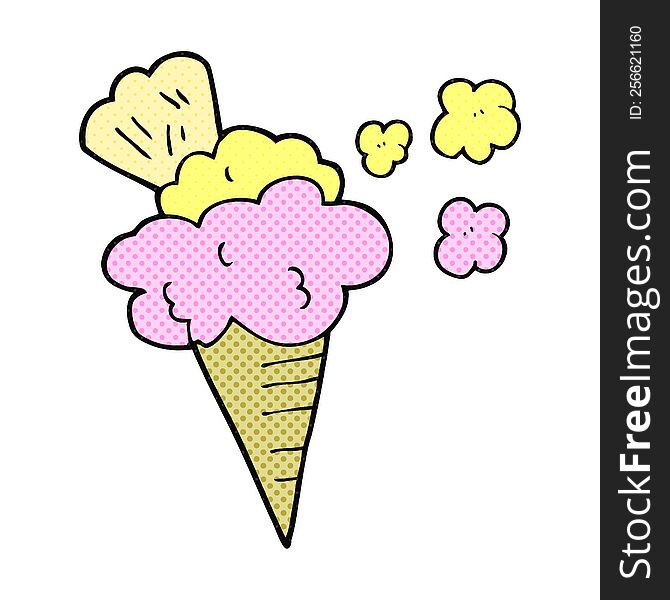 freehand drawn comic book style cartoon ice cream