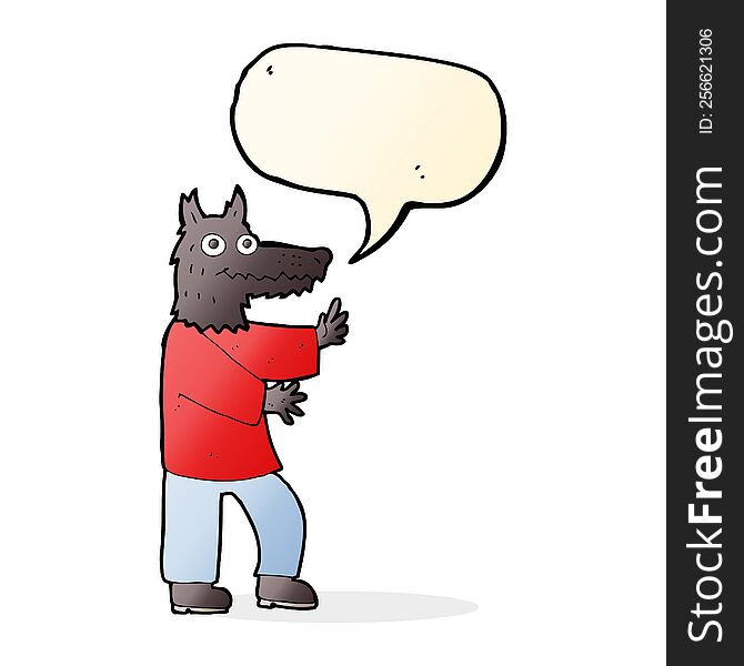 Cartoon Funny Werewolf With Speech Bubble