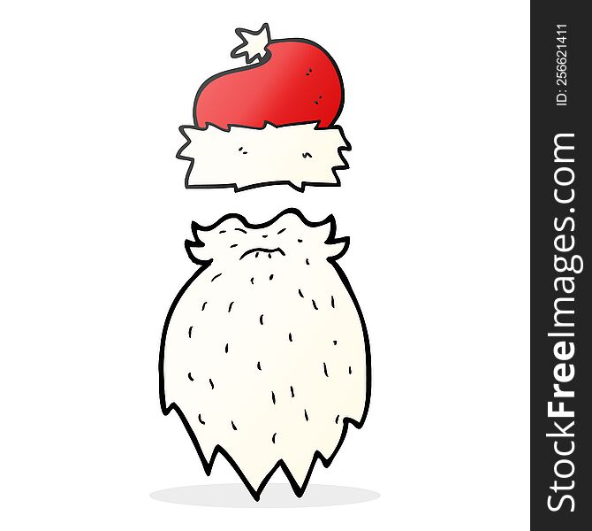 freehand drawn cartoon santa hat and beard