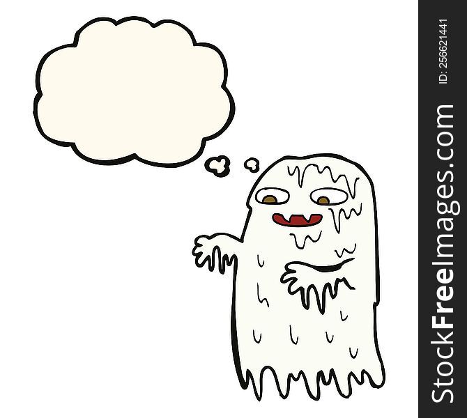 Cartoon Gross Slime Ghost With Thought Bubble