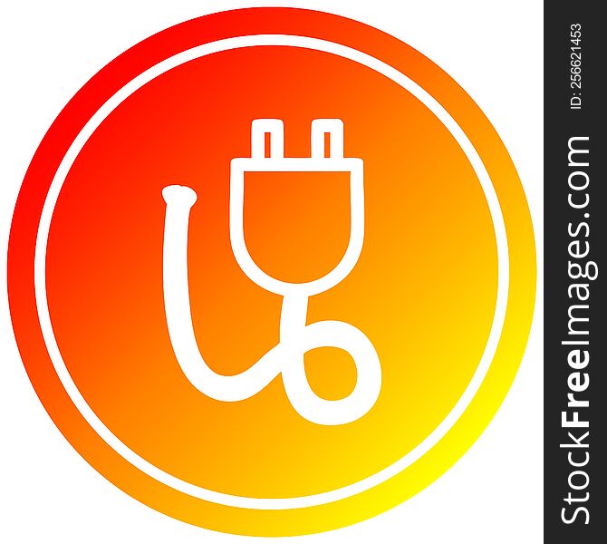 electrical plug circular icon with warm gradient finish. electrical plug circular icon with warm gradient finish