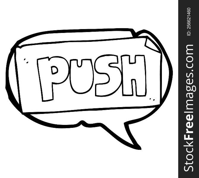 Speech Bubble Cartoon Push Door Sign