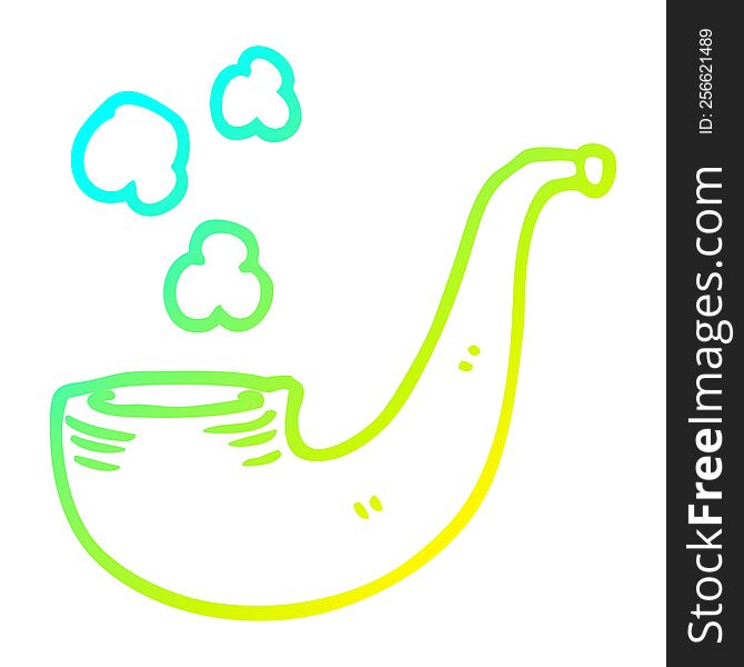 cold gradient line drawing of a cartoon smoking pipe
