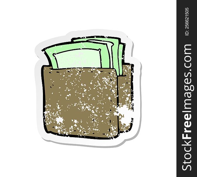 retro distressed sticker of a cartoon wallet full of cash