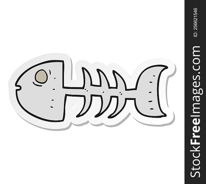 sticker of a cartoon fish bones