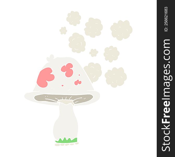 Flat Color Illustration Of A Cartoon Mushroom