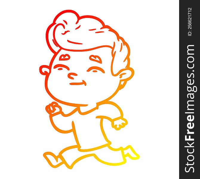 warm gradient line drawing of a running cartoon man