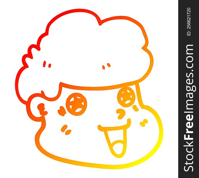 Warm Gradient Line Drawing Cartoon Boy S Face