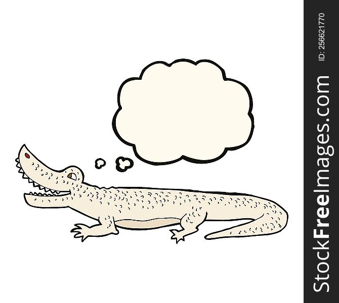 Cartoon Happy Crocodile With Thought Bubble