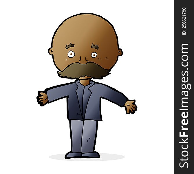 Cartoon Bald Man With Open Arms